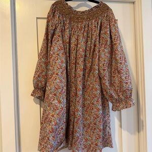 Floral Doen Dress with Smocked Neckline